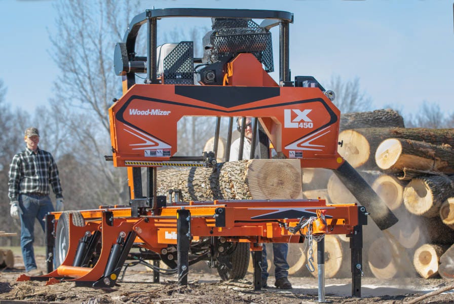 LX450 twin rail portable sawmill