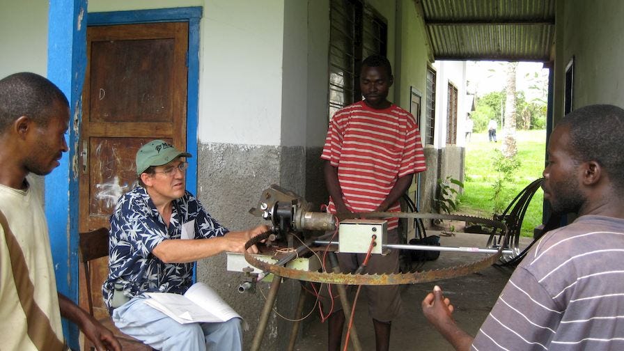 Sharpening a sawmill blade in Congo