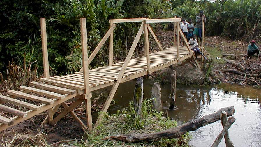 Wooden bridge crossing