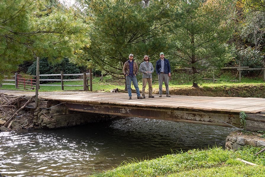 Wooden bridge made by Mountain Works