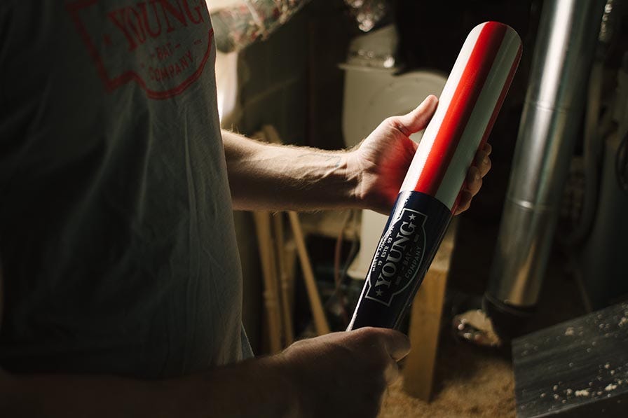 Wooden baseball bat made in the USA