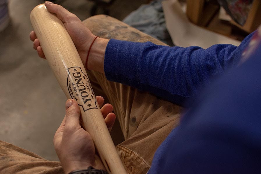 Handcrafted wooden baseball bat
