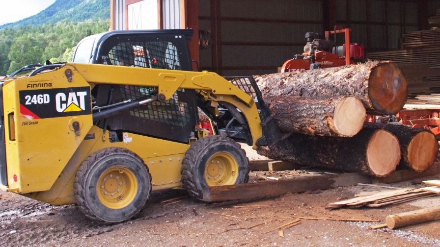 Morris sawmill loading logs