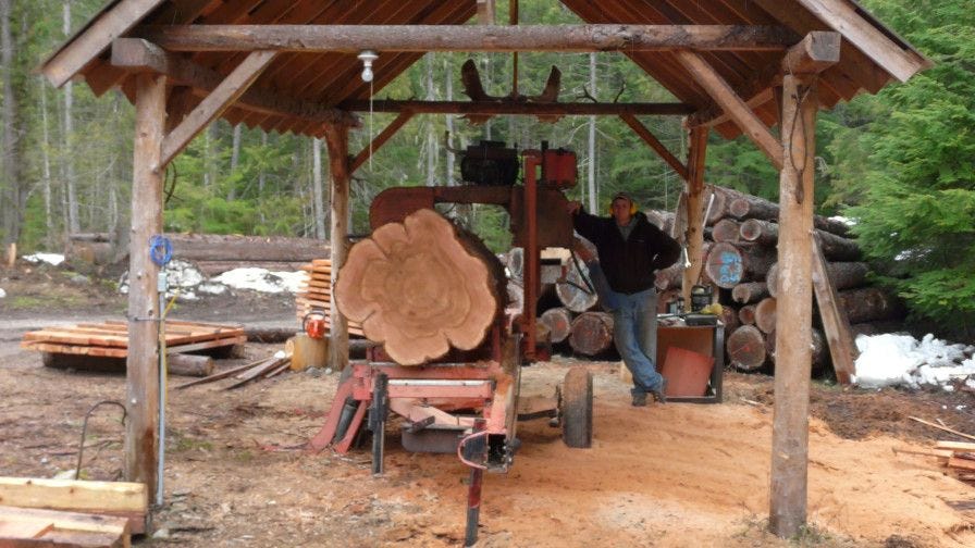 Nathan Shewchuck with Wood-Mizer LT40 portable sawmill