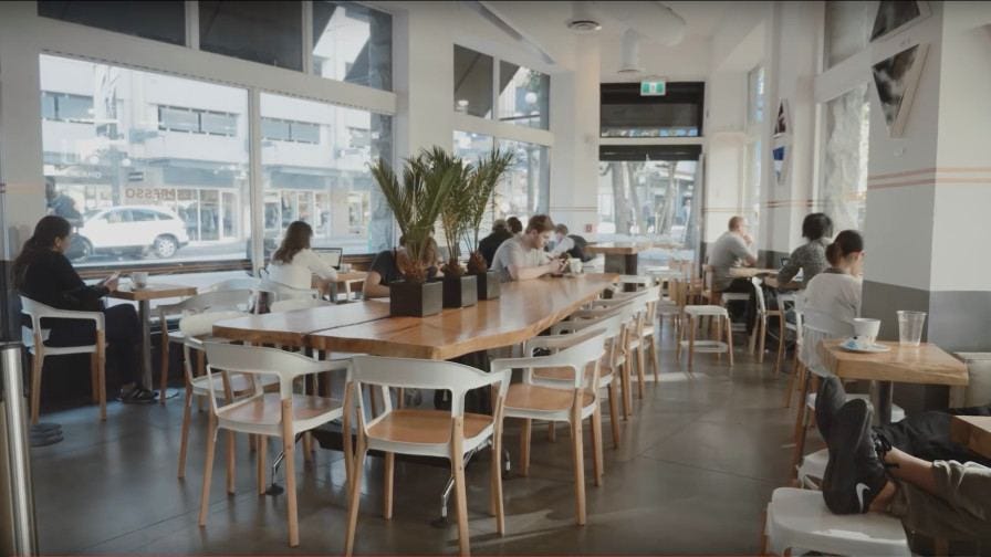 Vancouver coffee shop custom wood table